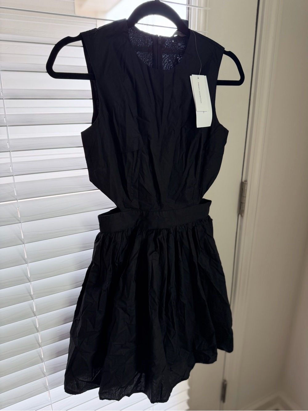 French Connection Black Sleeveless Cutout Waist Mini Dress